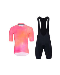 HOLOKOLO Rövid kerékpáros mez rövidnadrággal - COSMA - fekete/narancssárga/rózsaszín